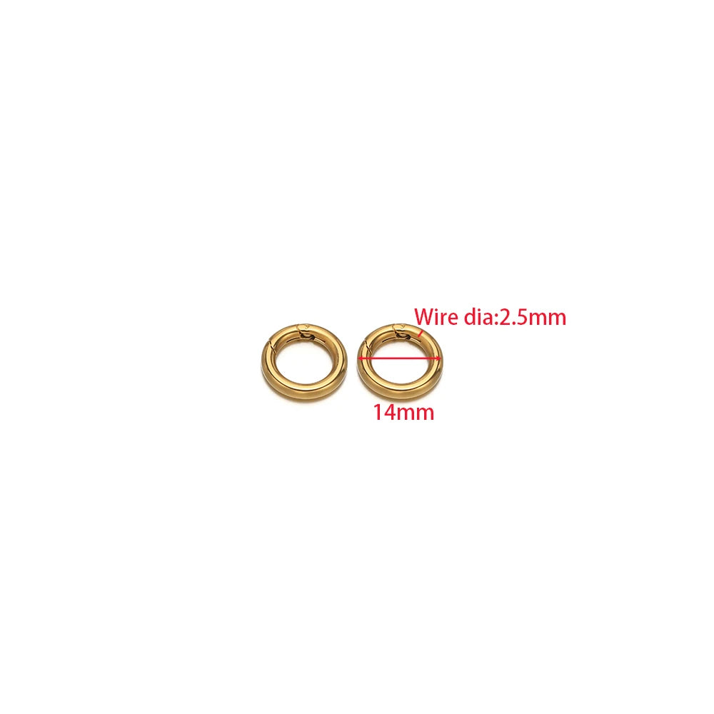 2Pcs/Lot Round Spring Clasps Stainless Steel Gold Plated Keyrings Buckles Connectors for DIY Jewelry Bag Hooks Making Components