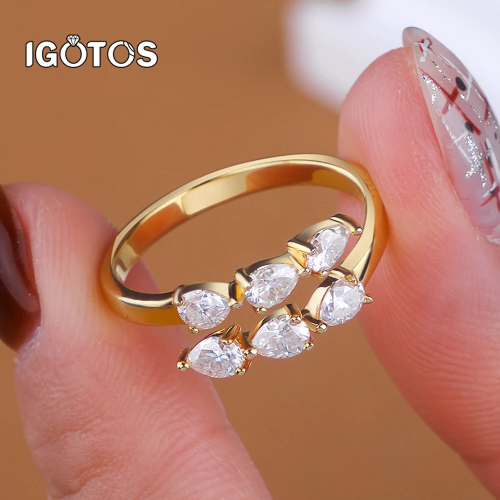 Pear Cut Moissanite Open Ring