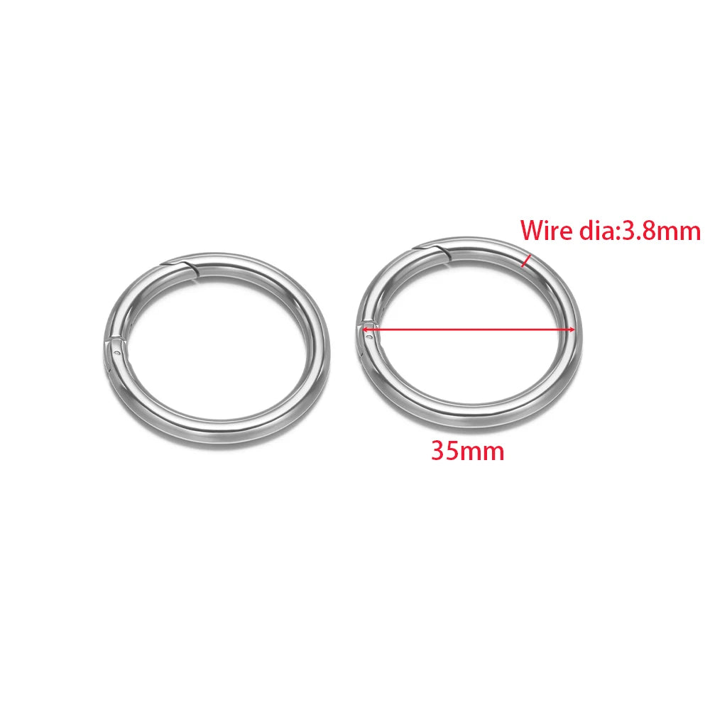 2Pcs/Lot Round Spring Clasps Stainless Steel Gold Plated Keyrings Buckles Connectors for DIY Jewelry Bag Hooks Making Components