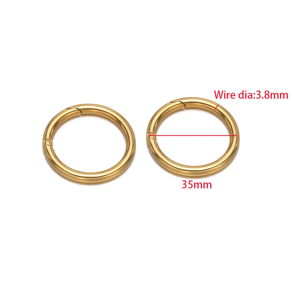2Pcs/Lot Round Spring Clasps Stainless Steel Gold Plated Keyrings Buckles Connectors for DIY Jewelry Bag Hooks Making Components