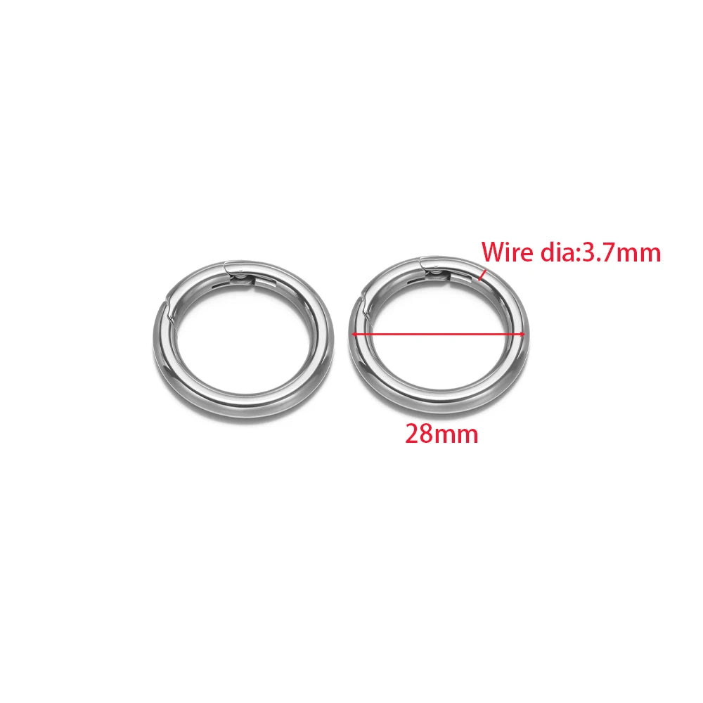 2Pcs/Lot Round Spring Clasps Stainless Steel Gold Plated Keyrings Buckles Connectors for DIY Jewelry Bag Hooks Making Components