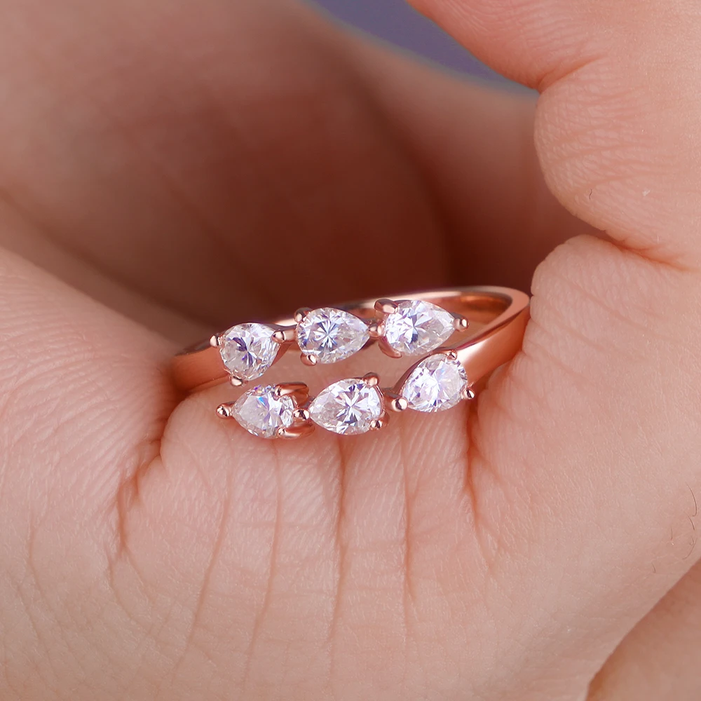 Pear Cut Moissanite Open Ring