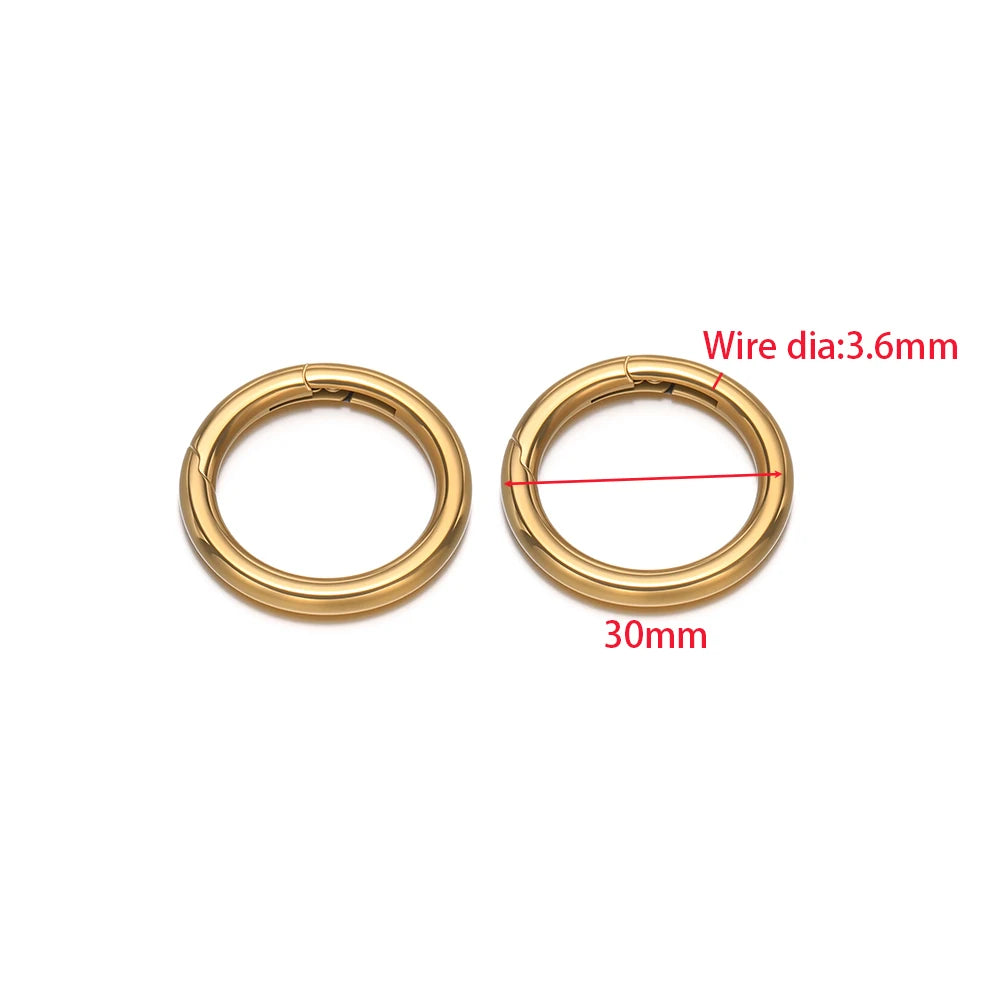 2Pcs/Lot Round Spring Clasps Stainless Steel Gold Plated Keyrings Buckles Connectors for DIY Jewelry Bag Hooks Making Components