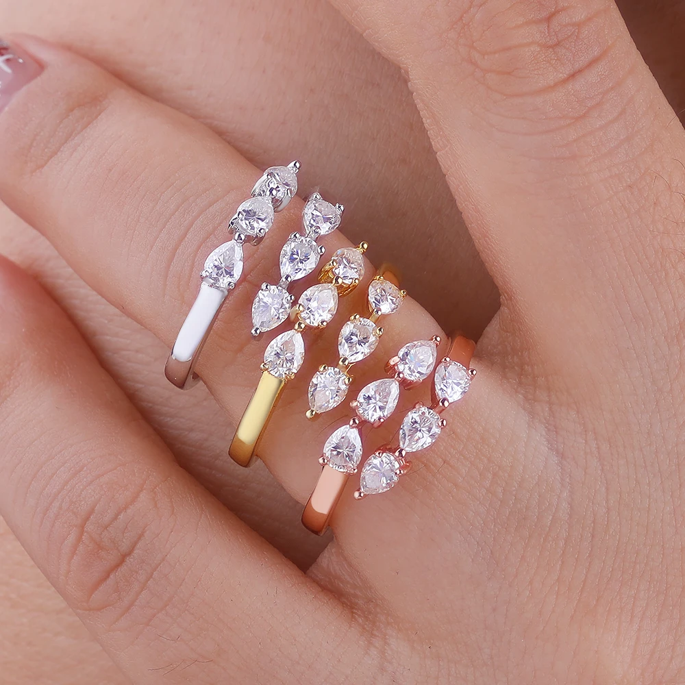 Pear Cut Moissanite Open Ring