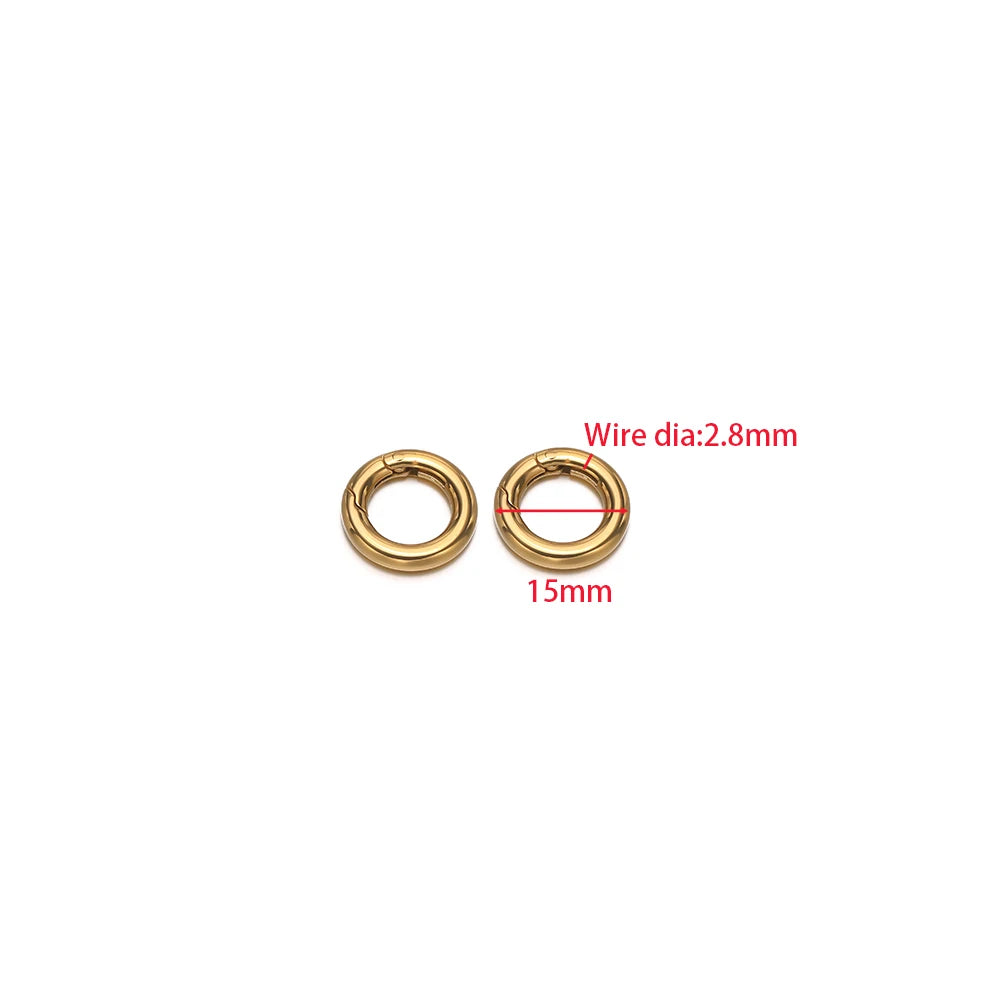 2Pcs/Lot Round Spring Clasps Stainless Steel Gold Plated Keyrings Buckles Connectors for DIY Jewelry Bag Hooks Making Components