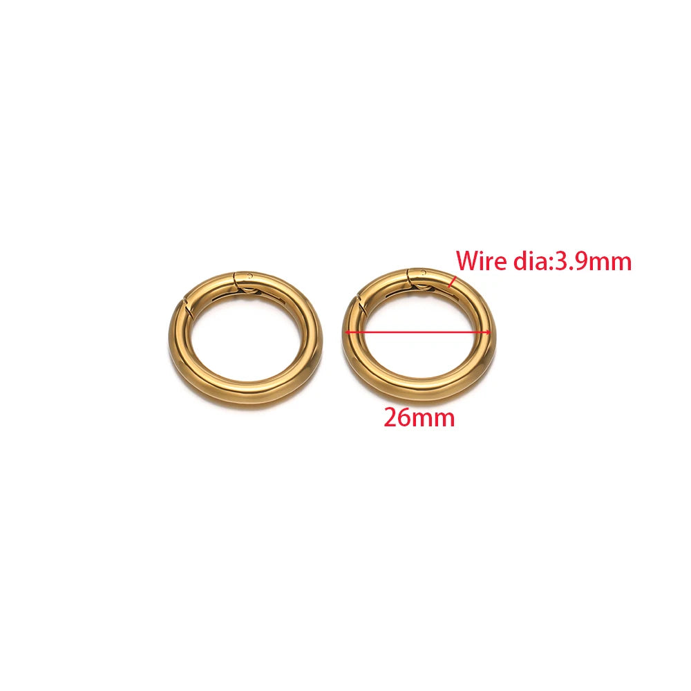 2Pcs/Lot Round Spring Clasps Stainless Steel Gold Plated Keyrings Buckles Connectors for DIY Jewelry Bag Hooks Making Components