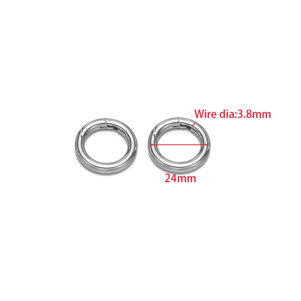 2Pcs/Lot Round Spring Clasps Stainless Steel Gold Plated Keyrings Buckles Connectors for DIY Jewelry Bag Hooks Making Components