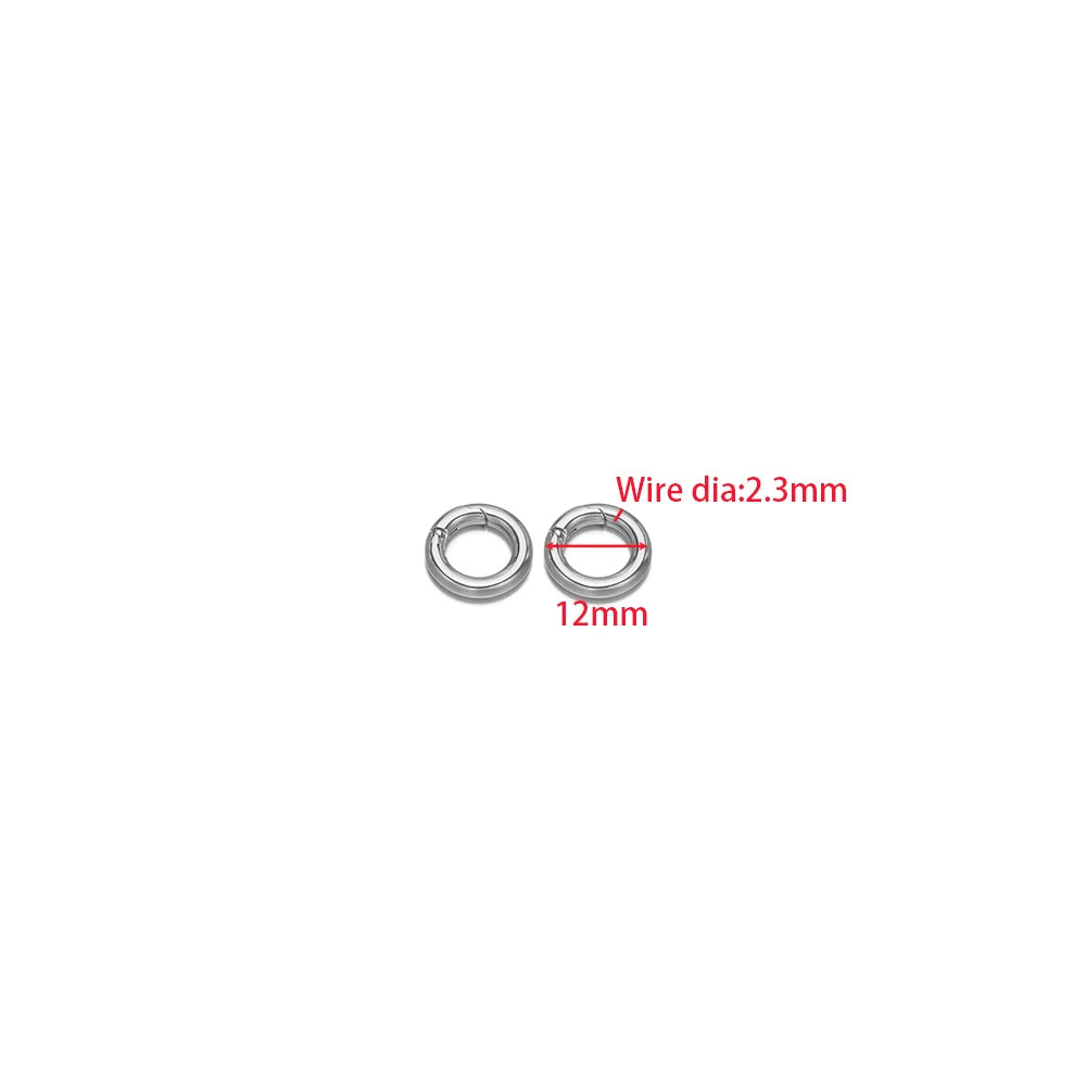 2Pcs/Lot Round Spring Clasps Stainless Steel Gold Plated Keyrings Buckles Connectors for DIY Jewelry Bag Hooks Making Components